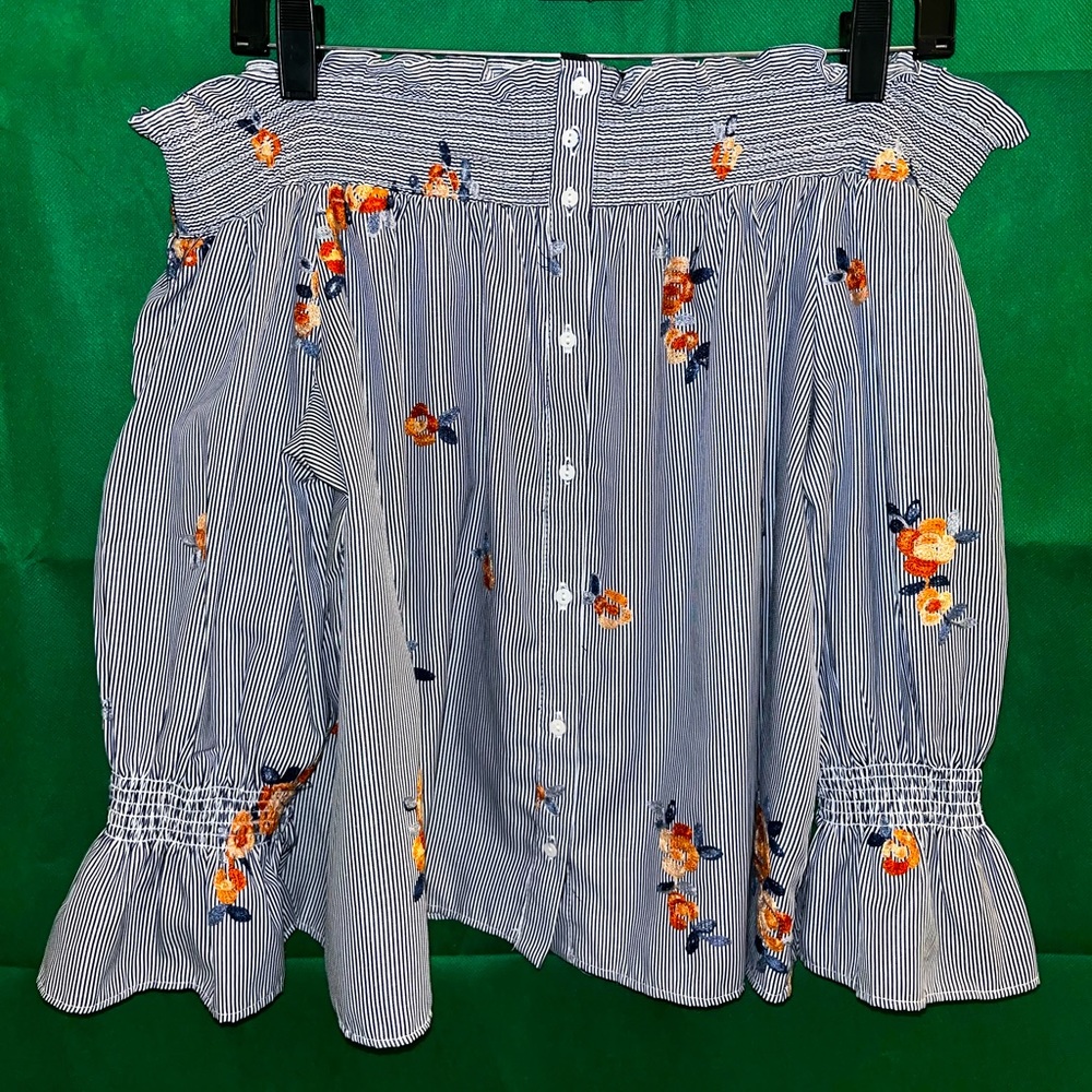 Blue floral blouse